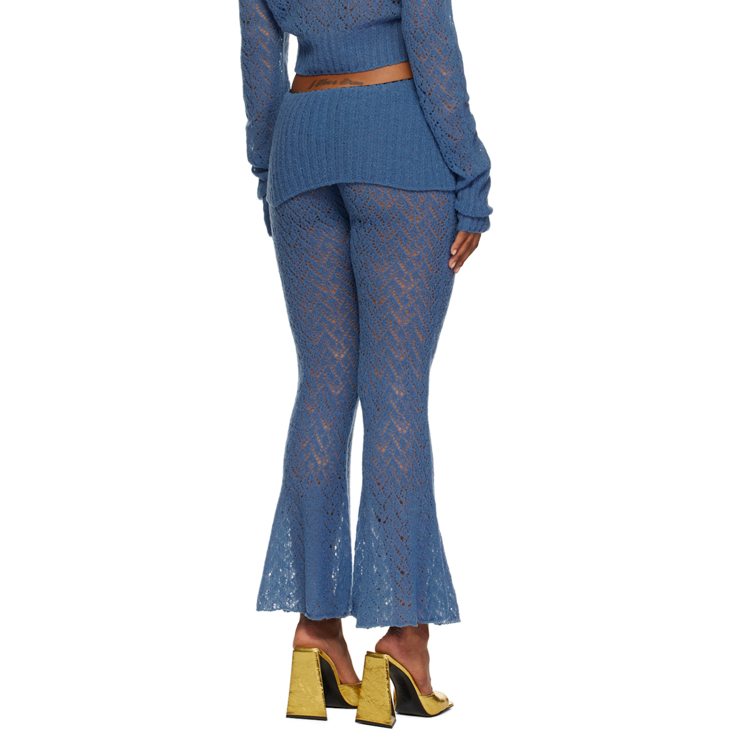  Juneyen Blue Hollow Out Trousers 
