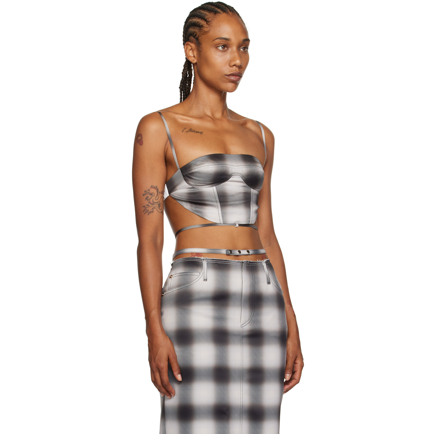  Juneyen Gray Check Tank Top 