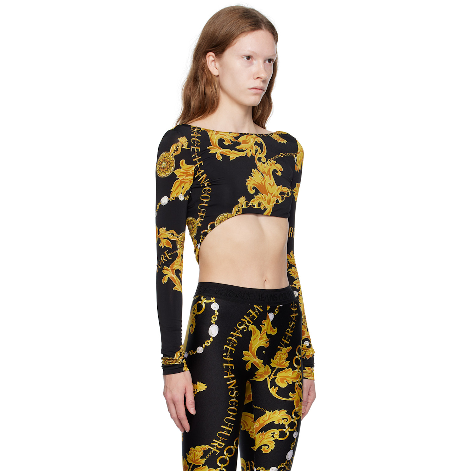  Versace Jeans Couture Black Chain Couture Bodysuit 