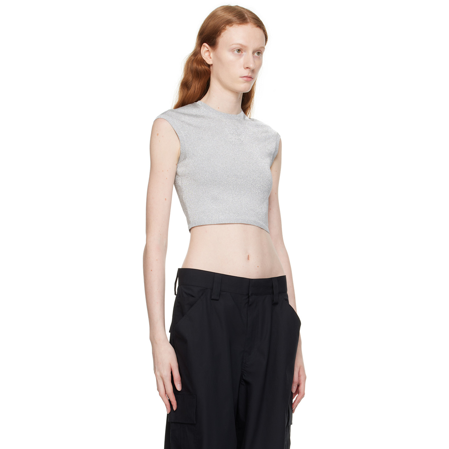  Alexanderwang.t Silver Cropped T-shirt 