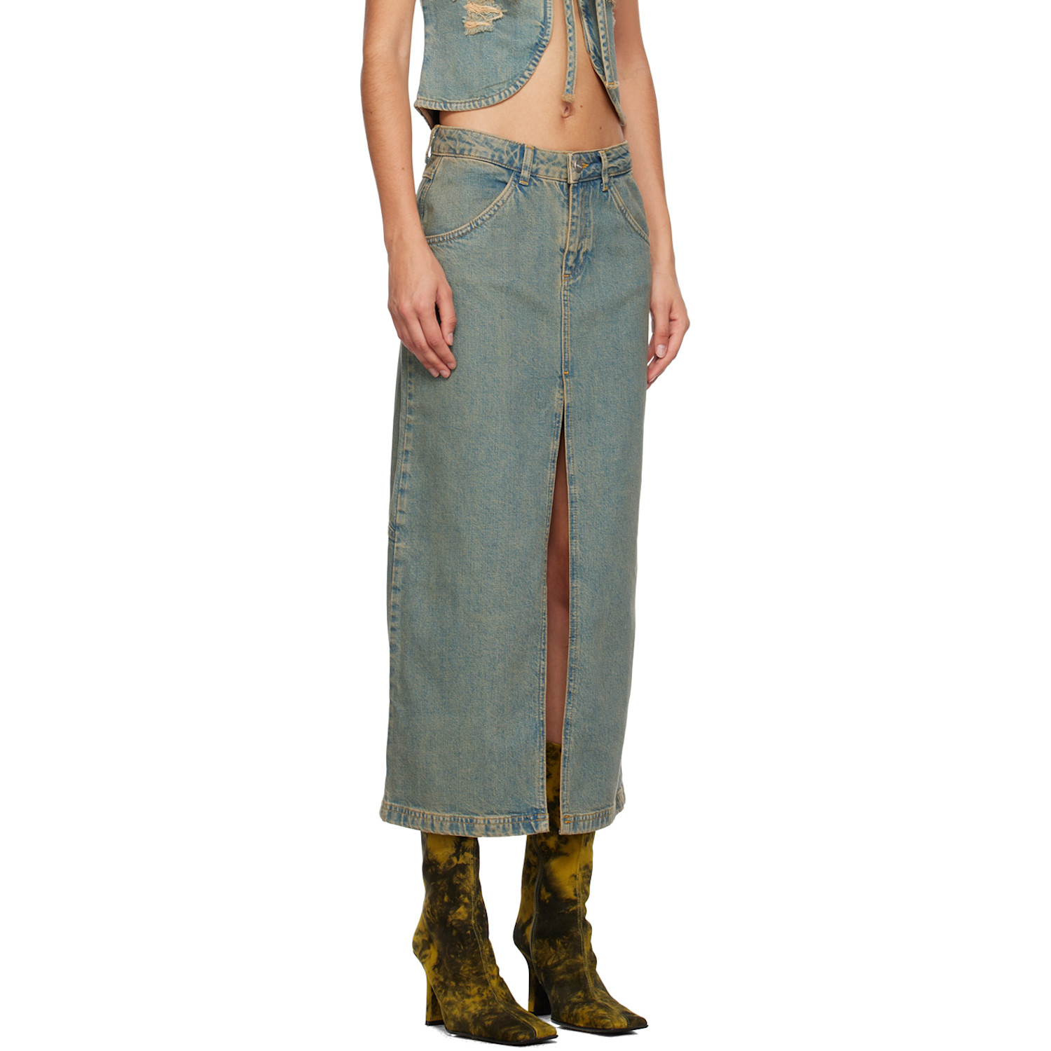  Miaou Blue Rowan Denim Maxi Skirt 