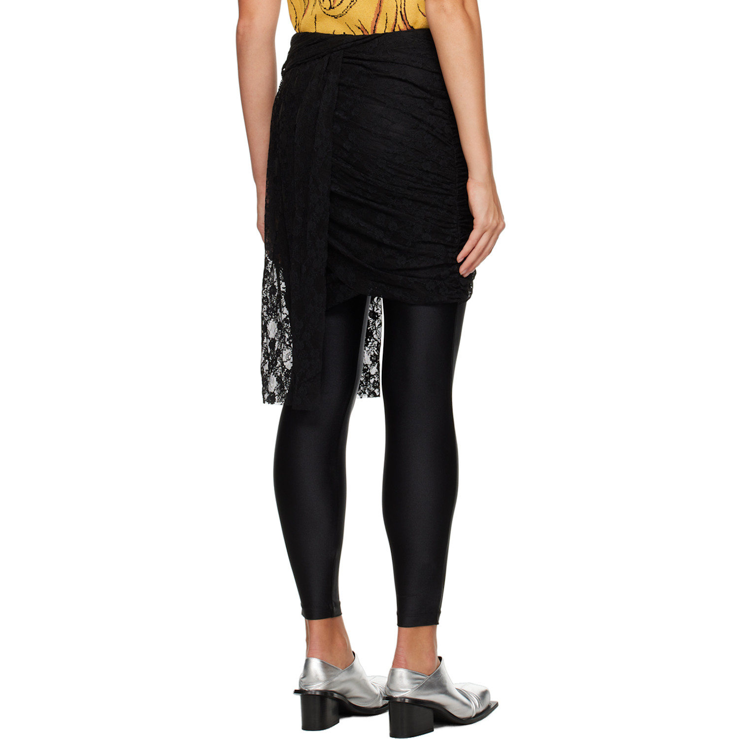  Pushbutton Black Layered Skirt 