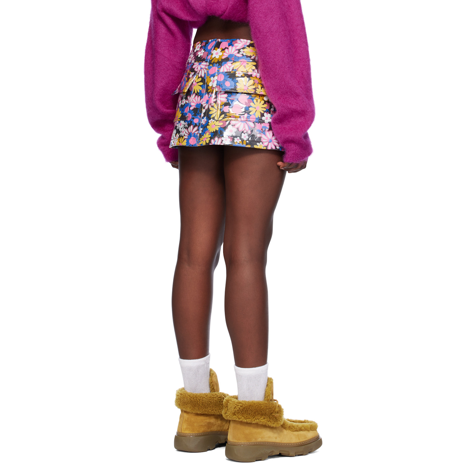 Erl Multicolor Floral Denim Miniskirt 