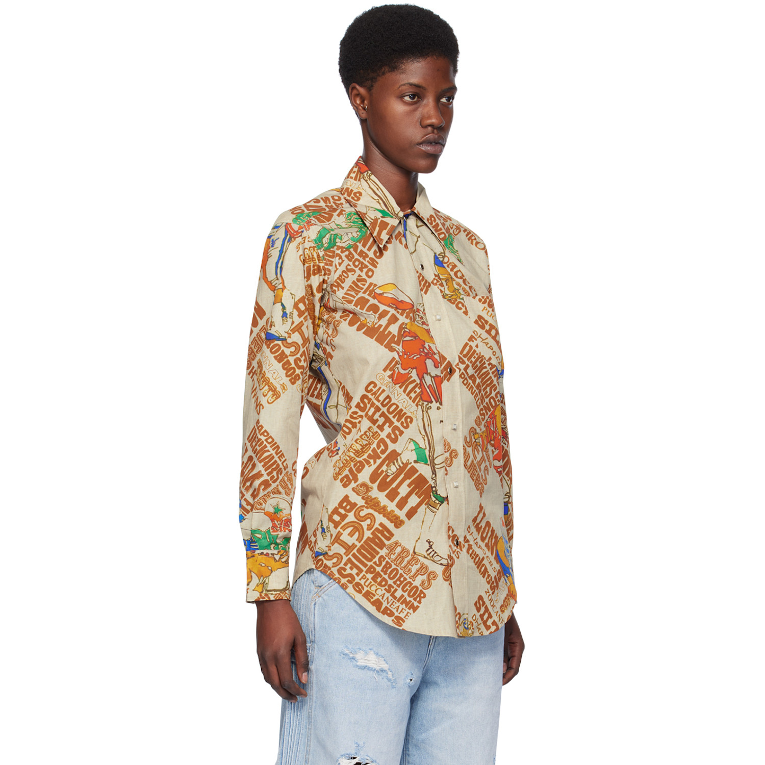  Erl Brown Printed Shirt 