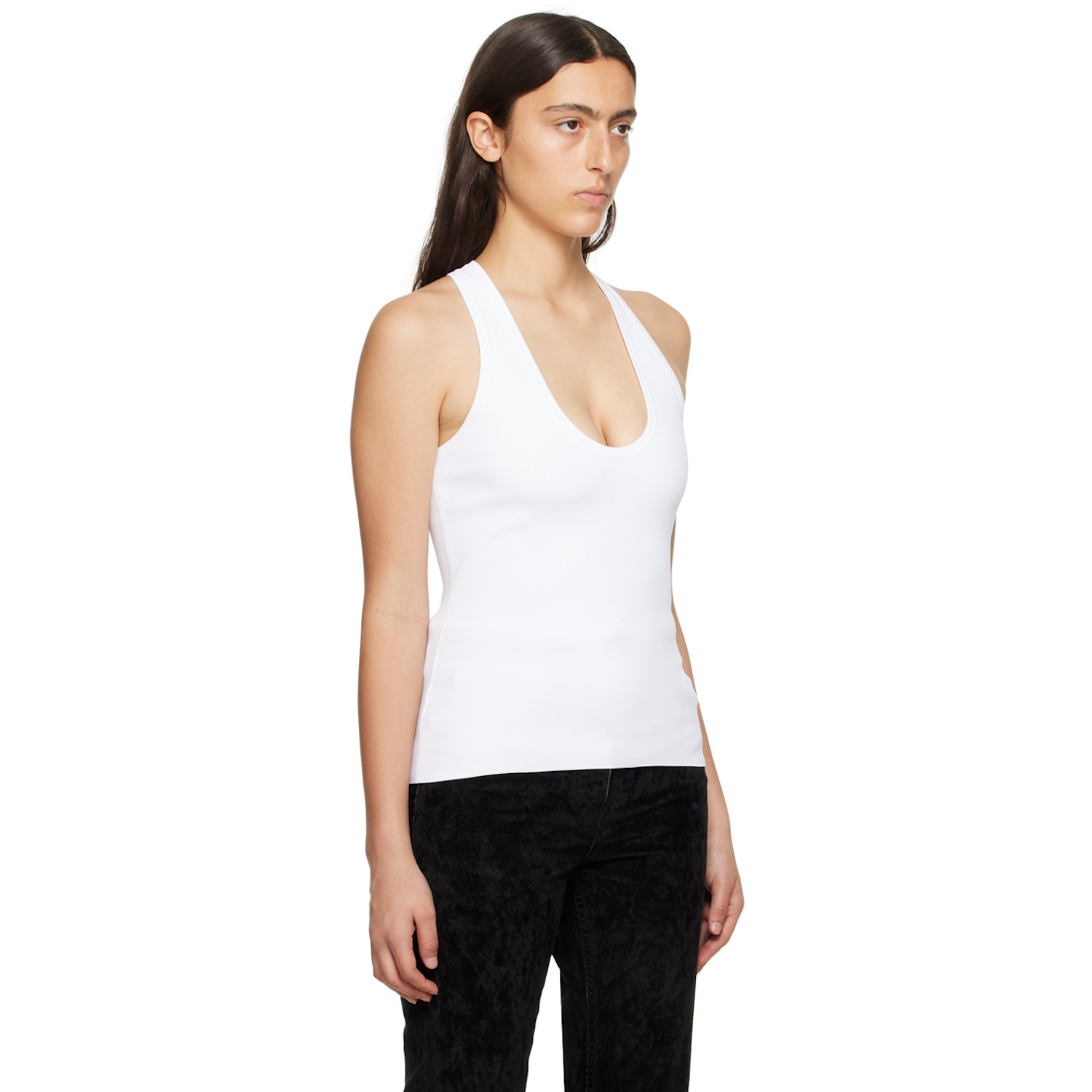  Ferragamo White Scoop Neck Tank Top 