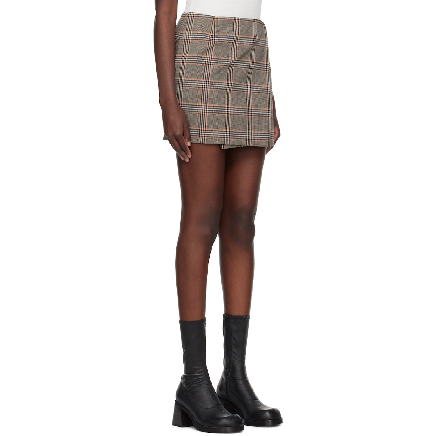  Sportmax Brown Glen Plaid Miniskirt 