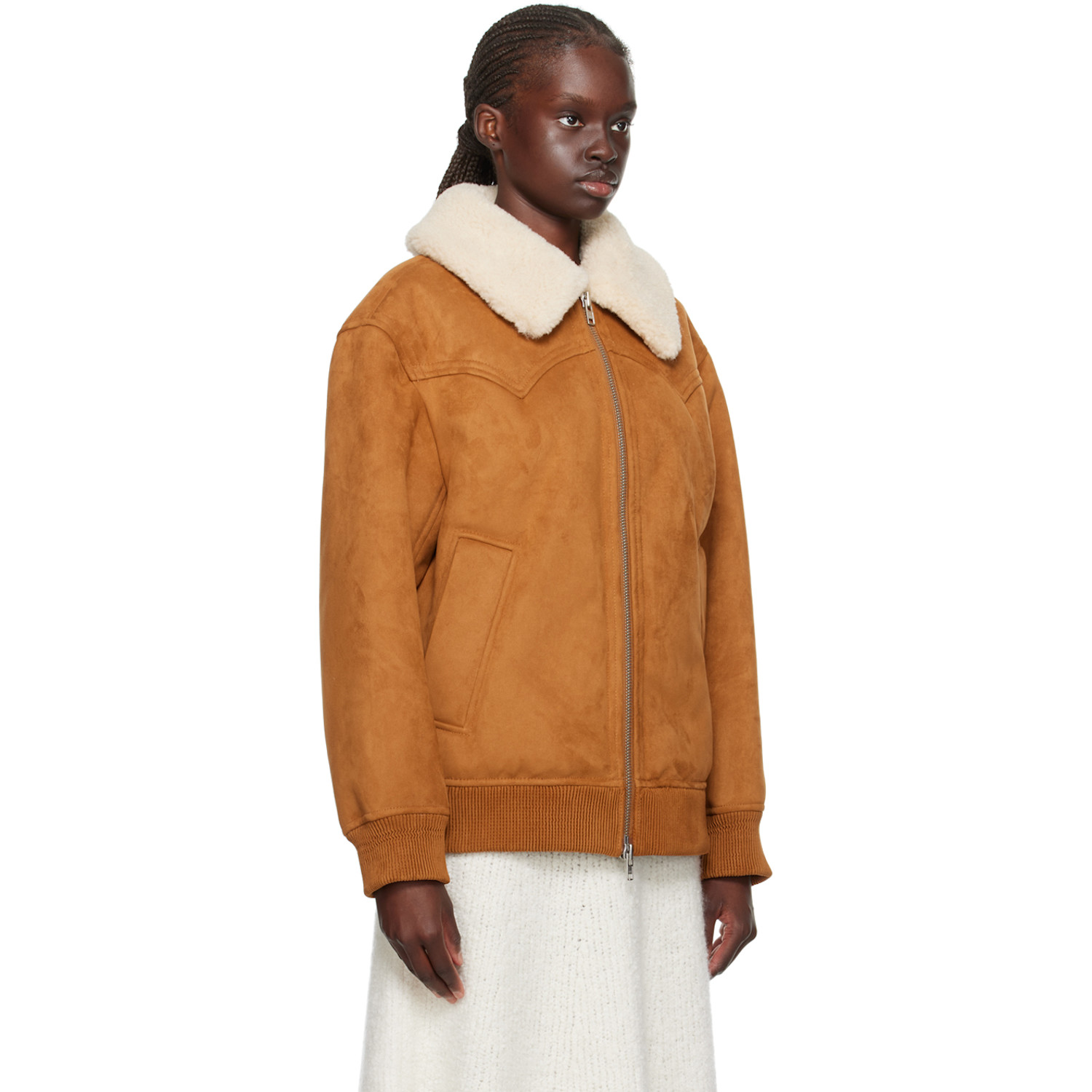  Stand Studio Tan Lillee Faux-shearling Jacket 