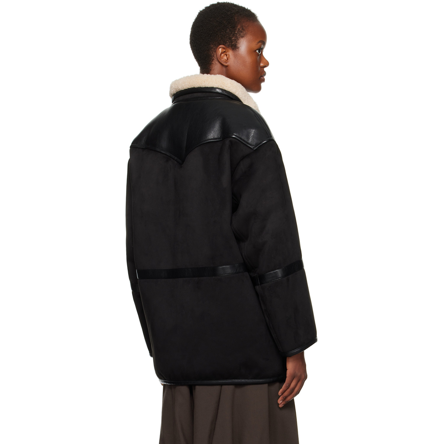 Stand Studio Black Rylee Faux-shearling Jacket 