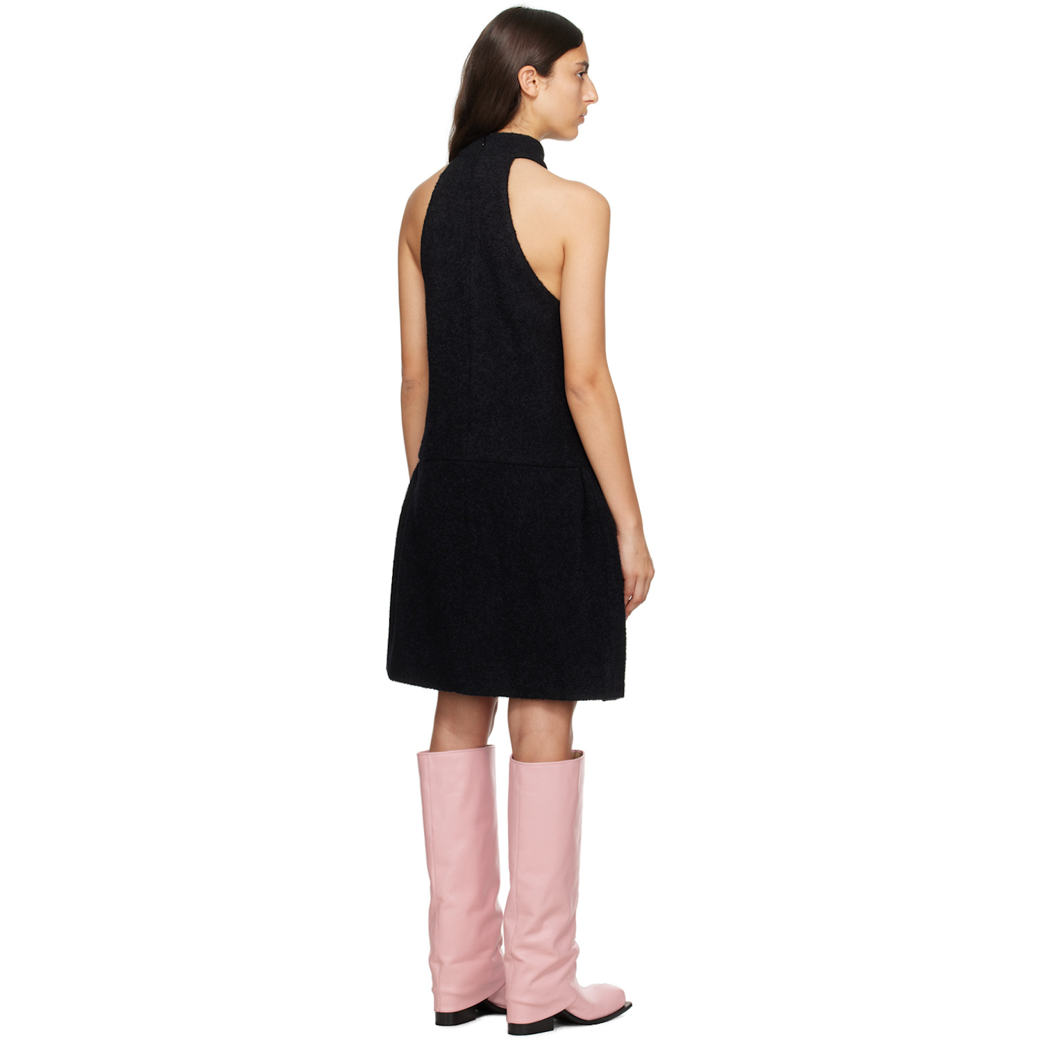  We11done Black Pleated Minidress 