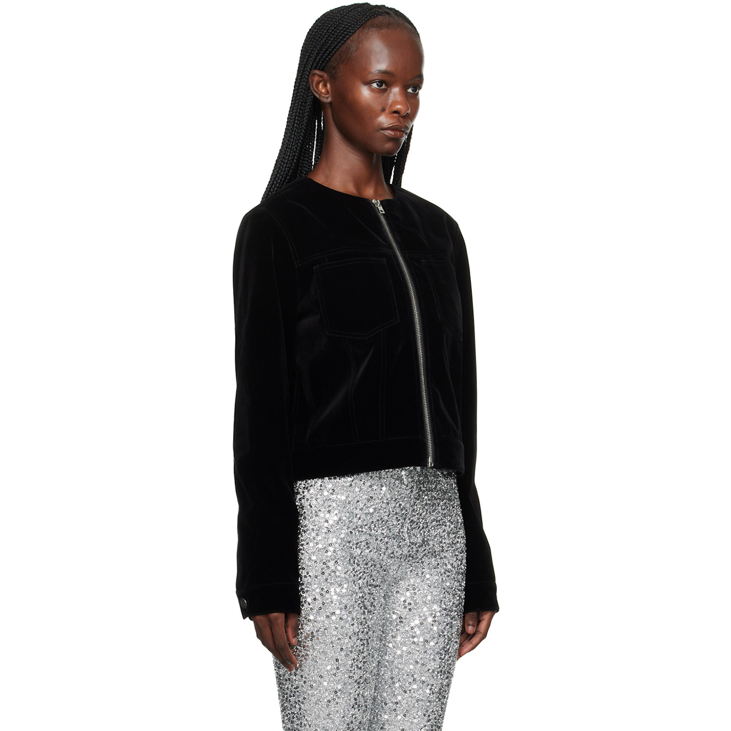  We11done Black Collarless Jacket 
