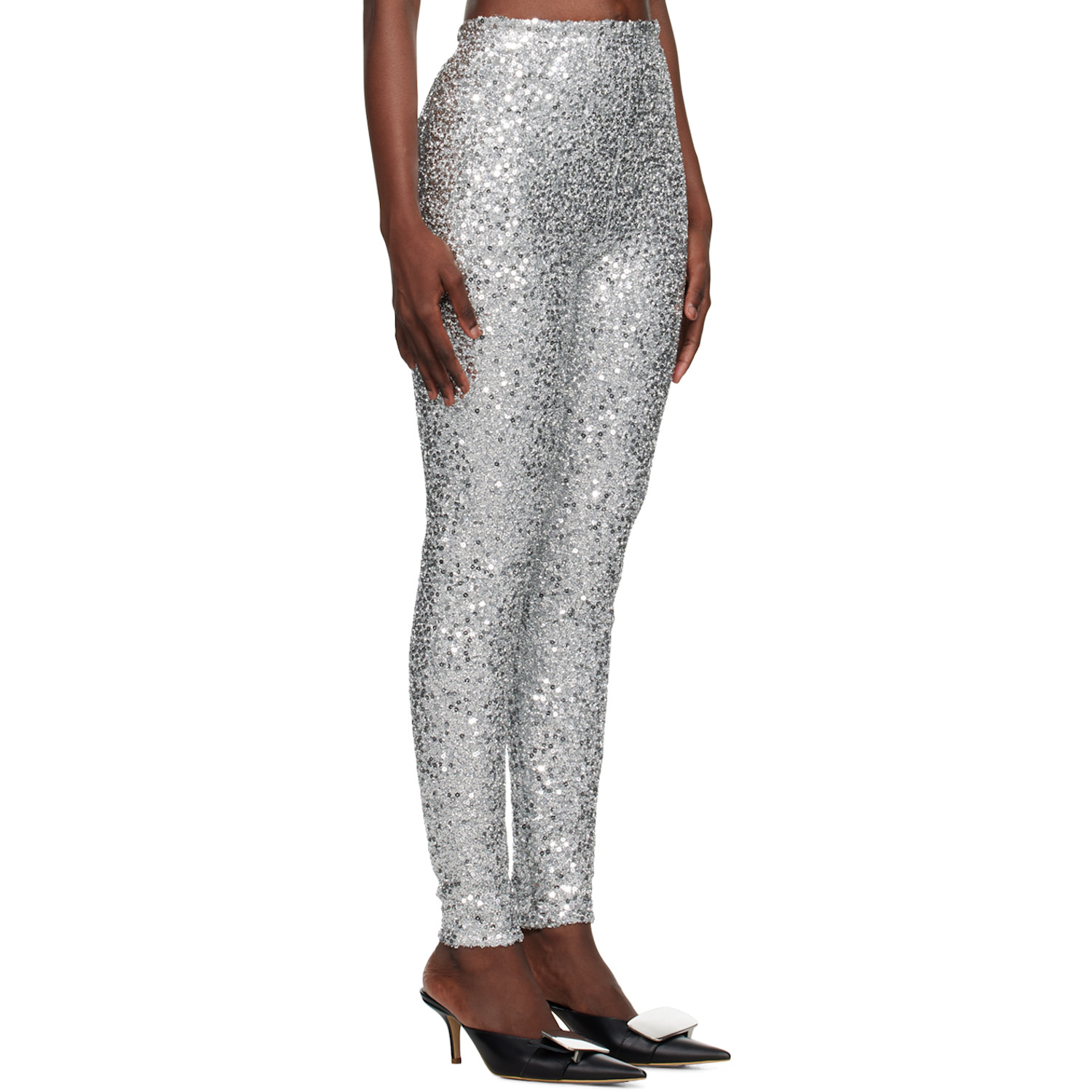  We11done Silver Sequins Leggings 