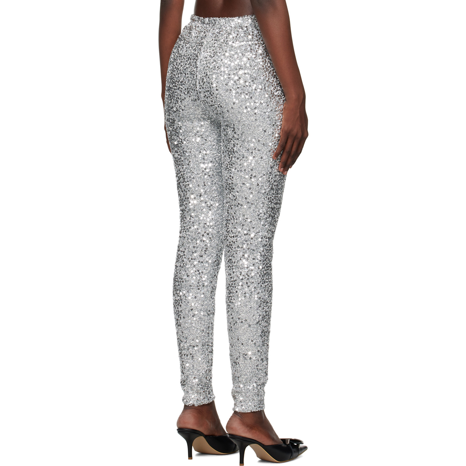  We11done Silver Sequins Leggings 