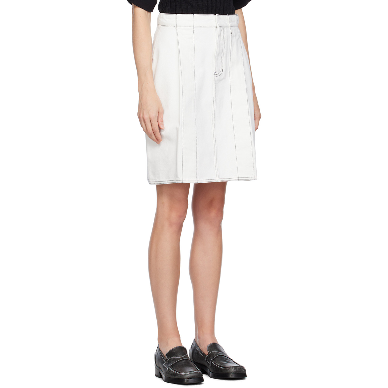  We11done White Tucked Denim Miniskirt 