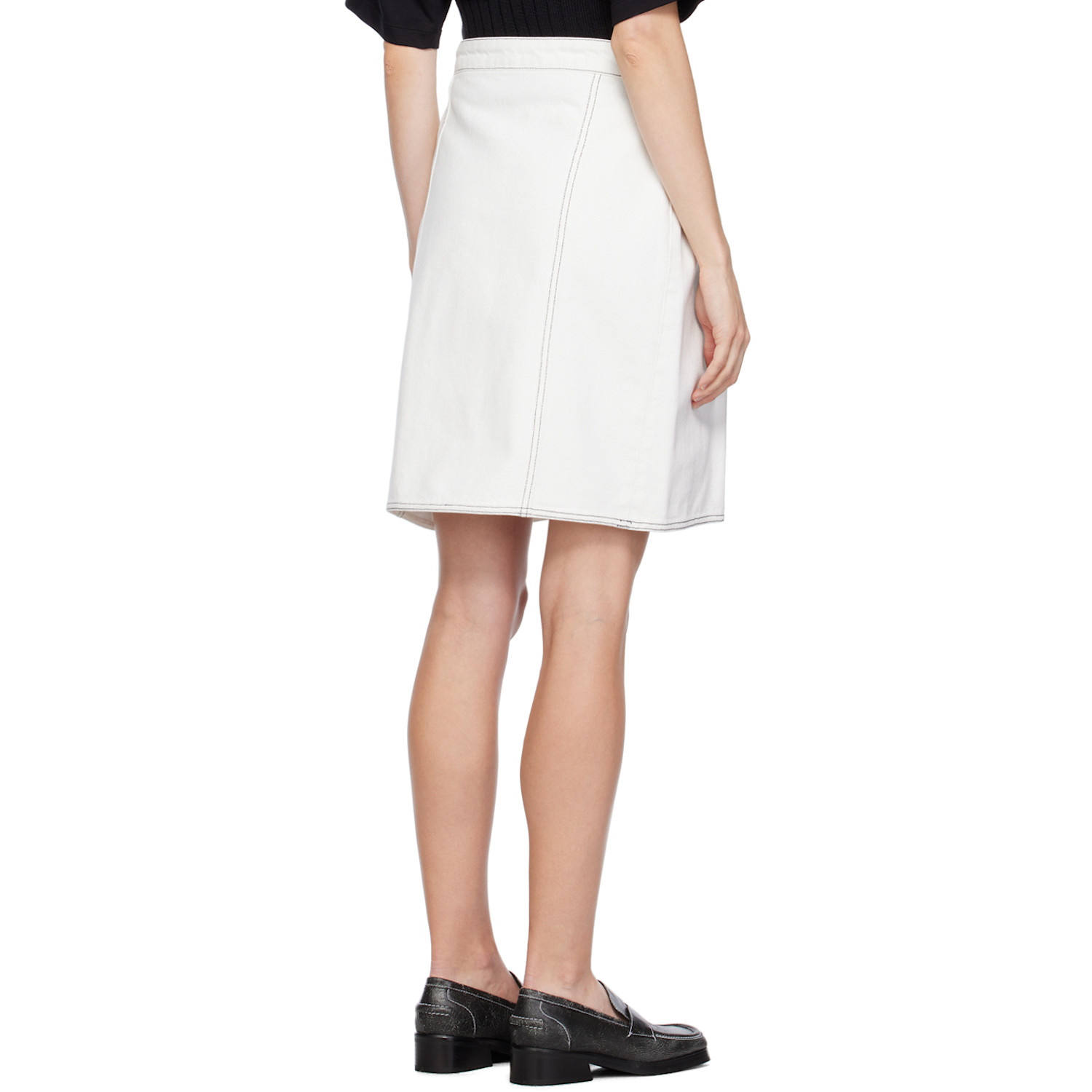  We11done White Tucked Denim Miniskirt 