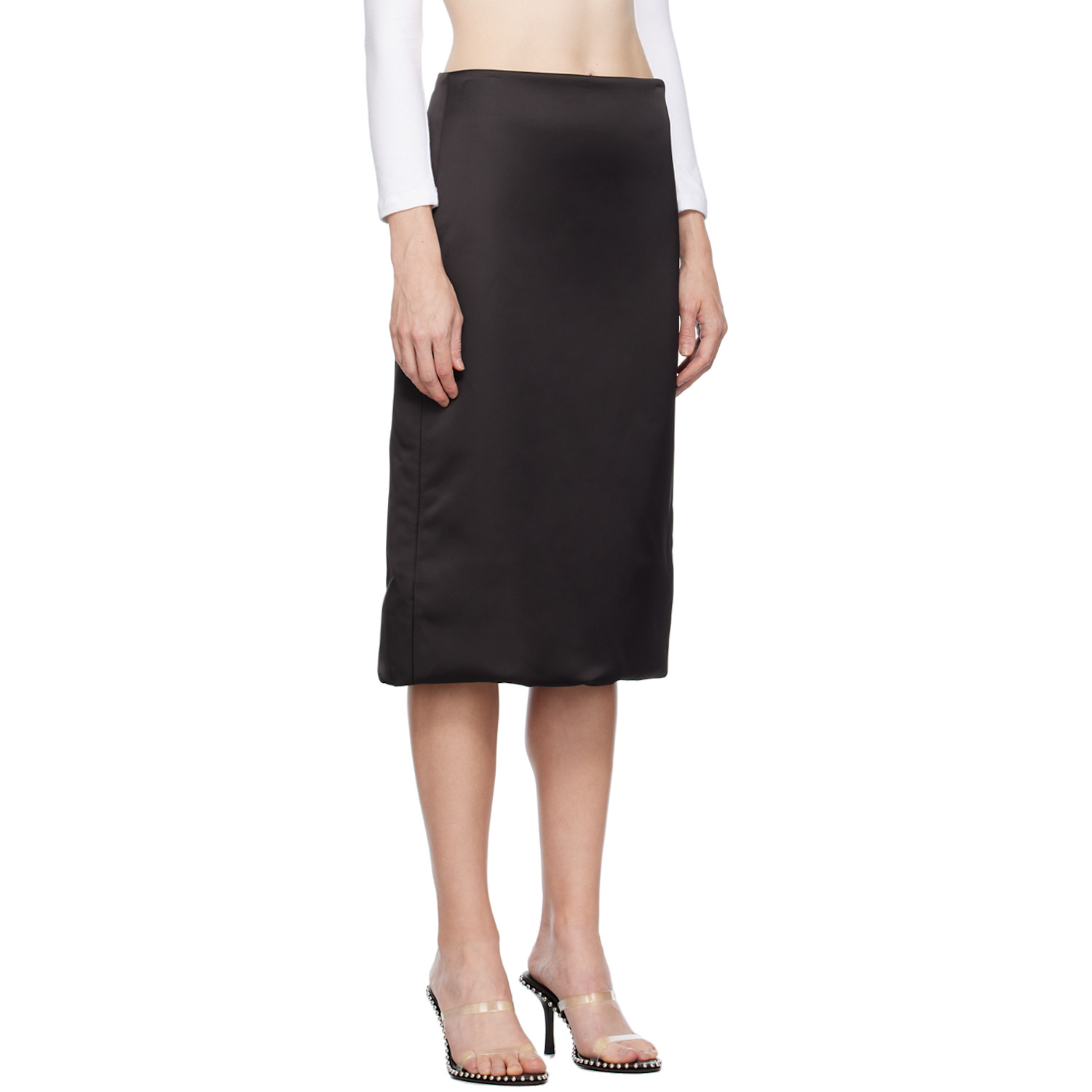  We11done Black Padded Midi Skirt 