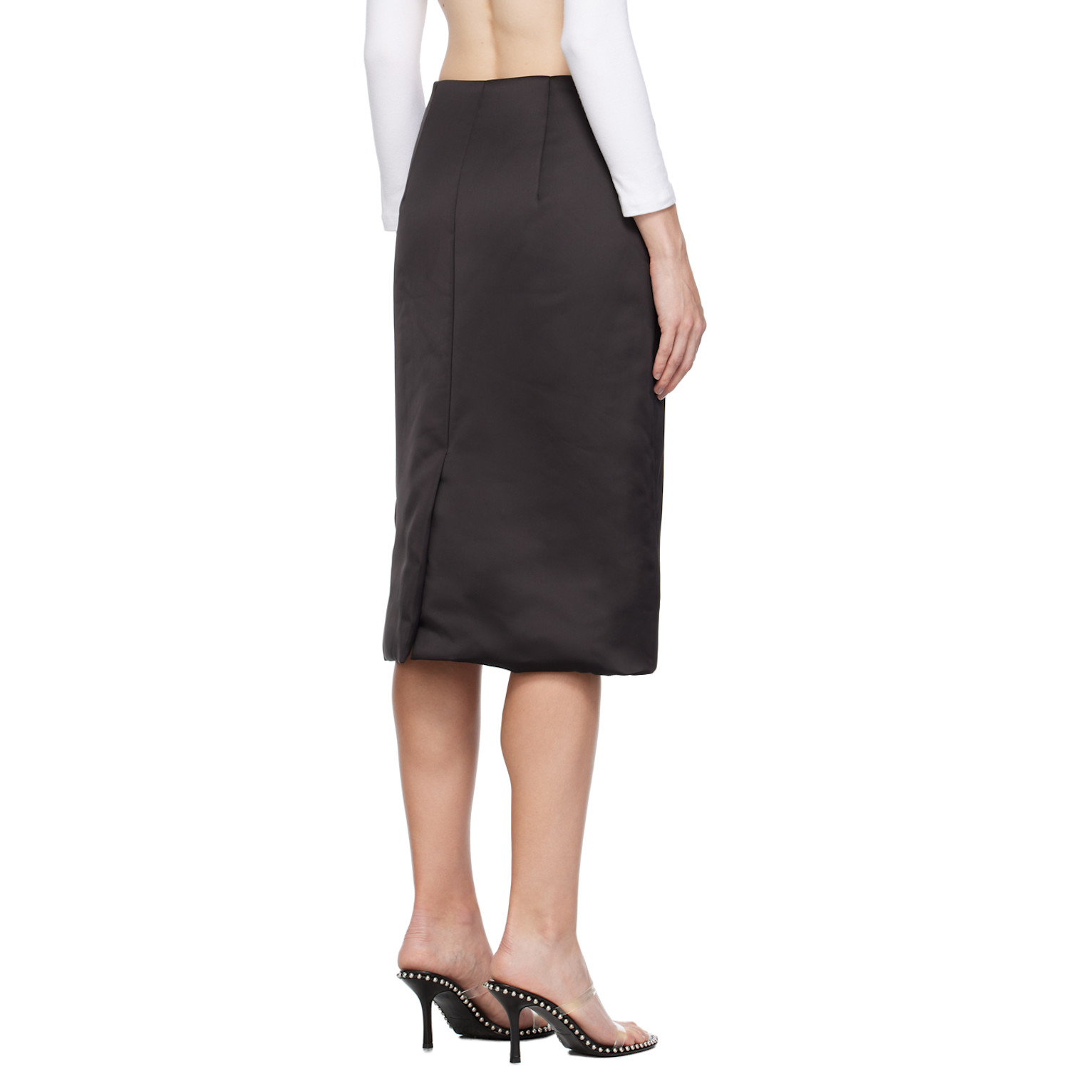  We11done Black Padded Midi Skirt 