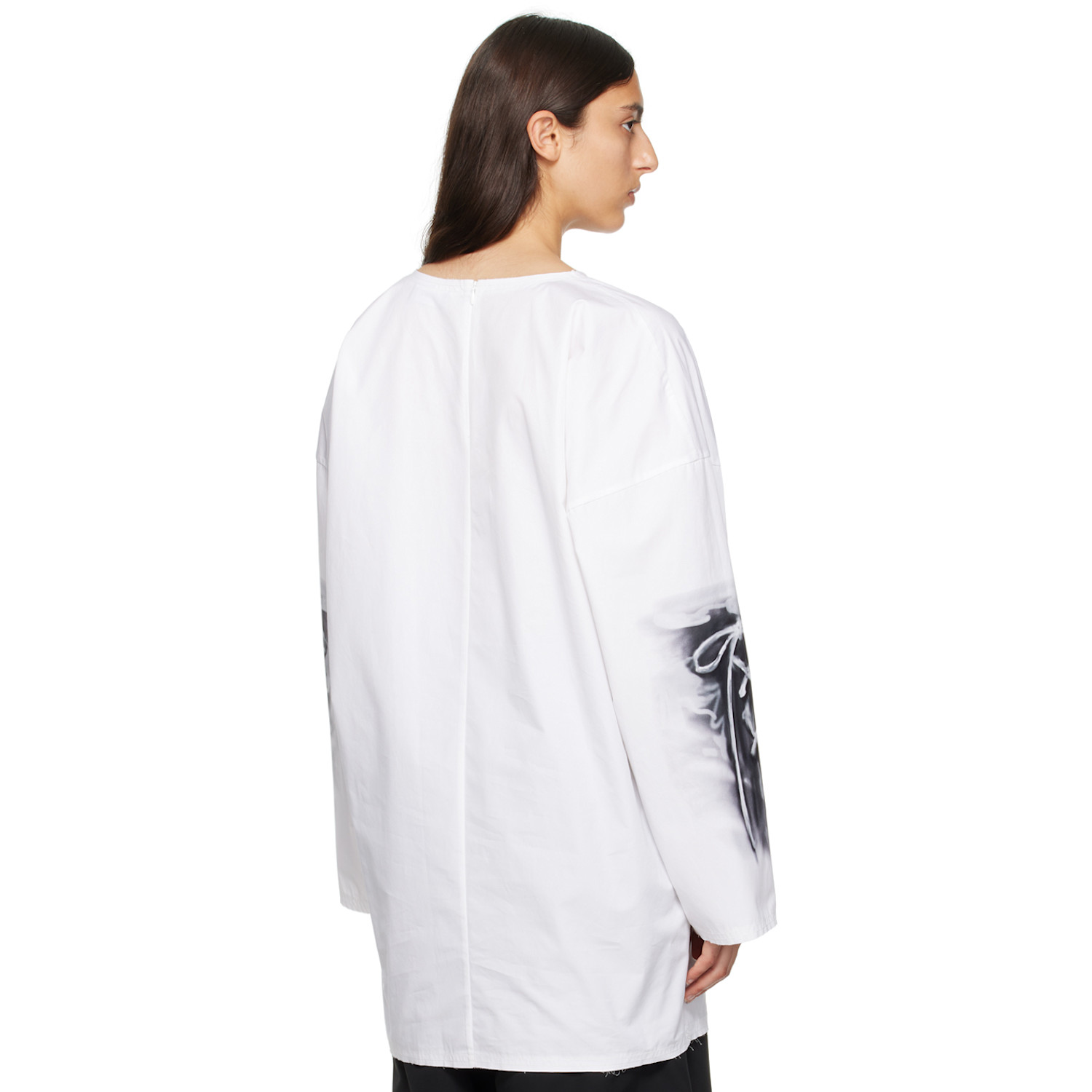  We11done White Raw Edge Long Sleeve T-shirt 
