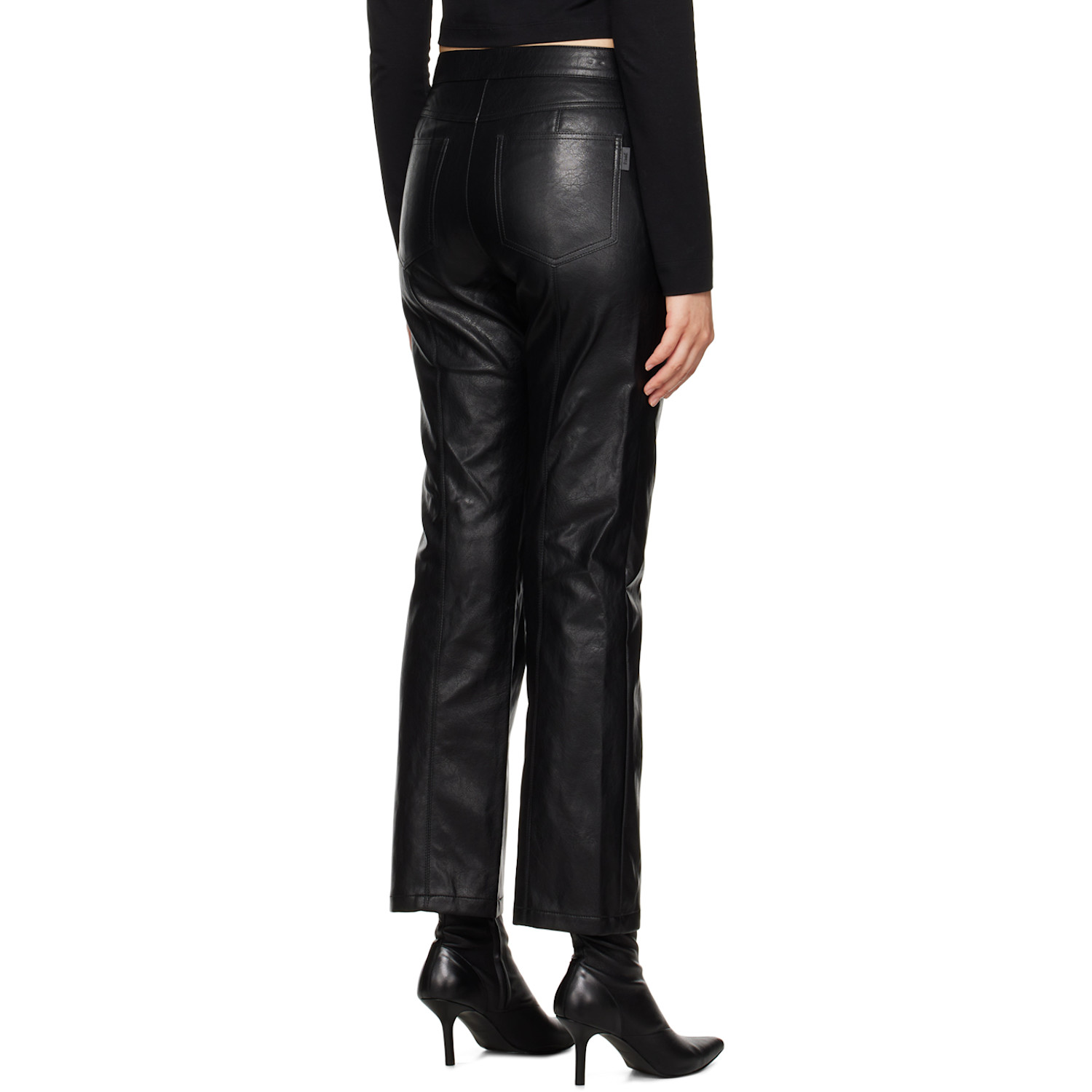  Juun.j Black Darted Faux-leather Trousers 
