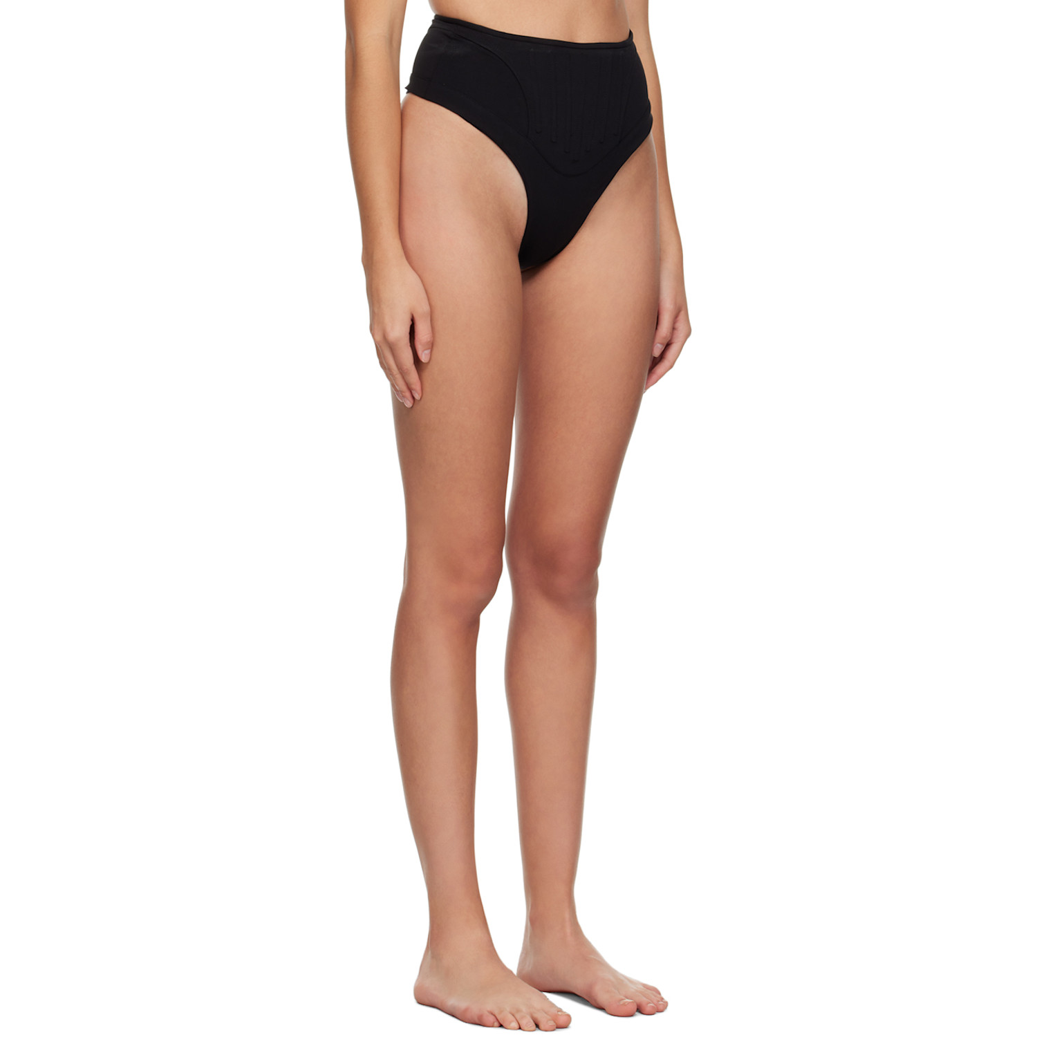  Mugler Black Corset Bikini Bottoms 