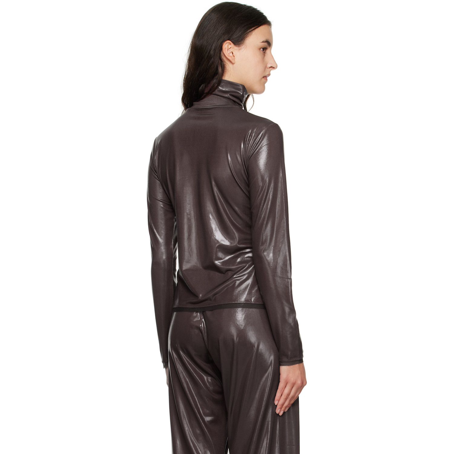  Dries Van Noten Brown Raw Edge Turtleneck 