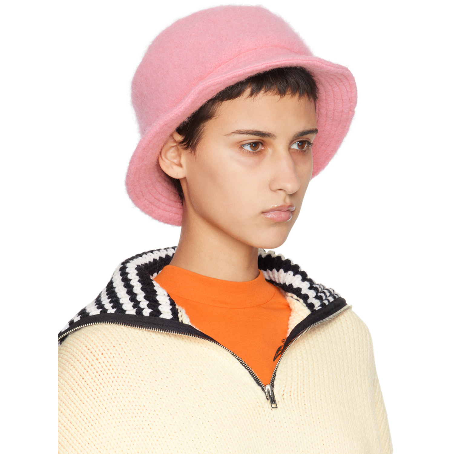  Marni Pink Brushed Alpaca Bucket Hat 