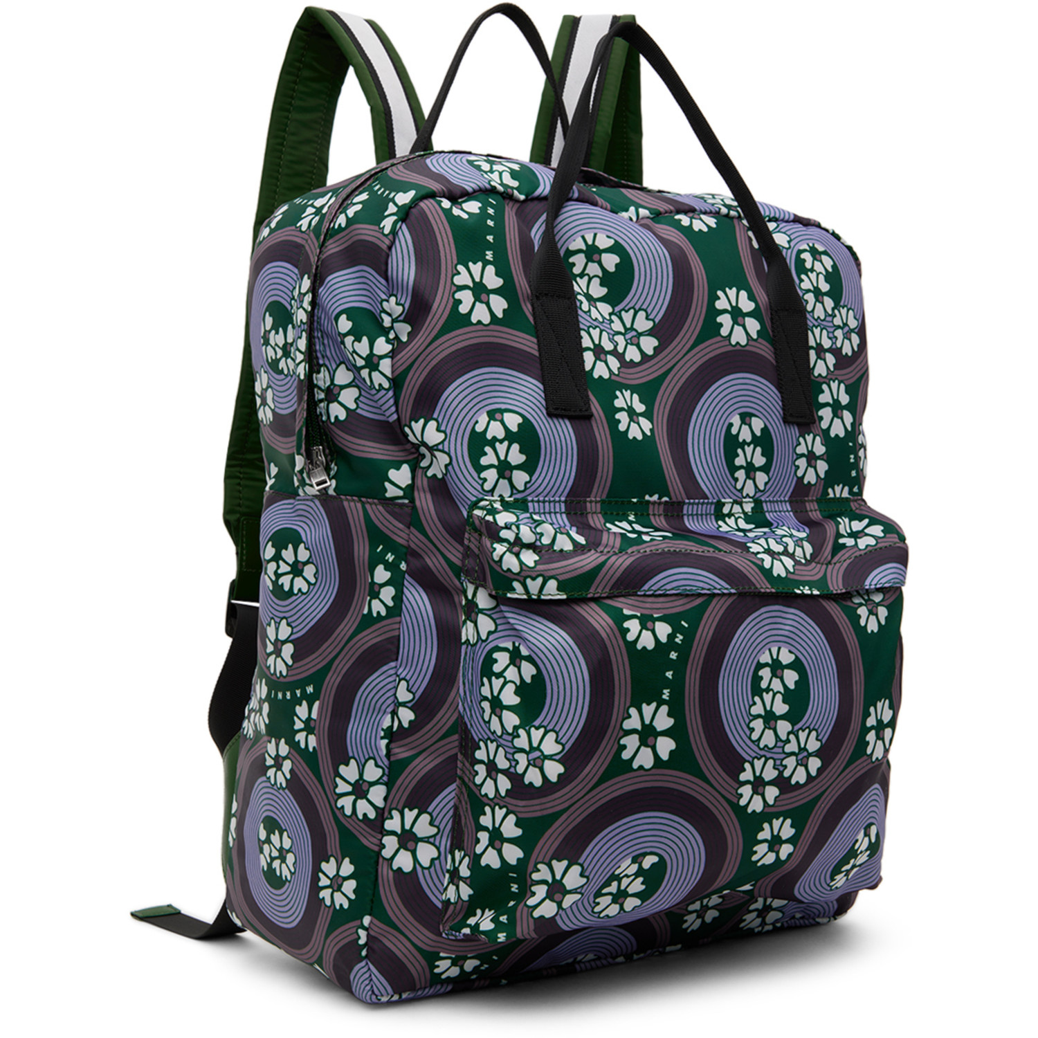  Marni Kids Purple & Green Allover 70s Circles Backpack 