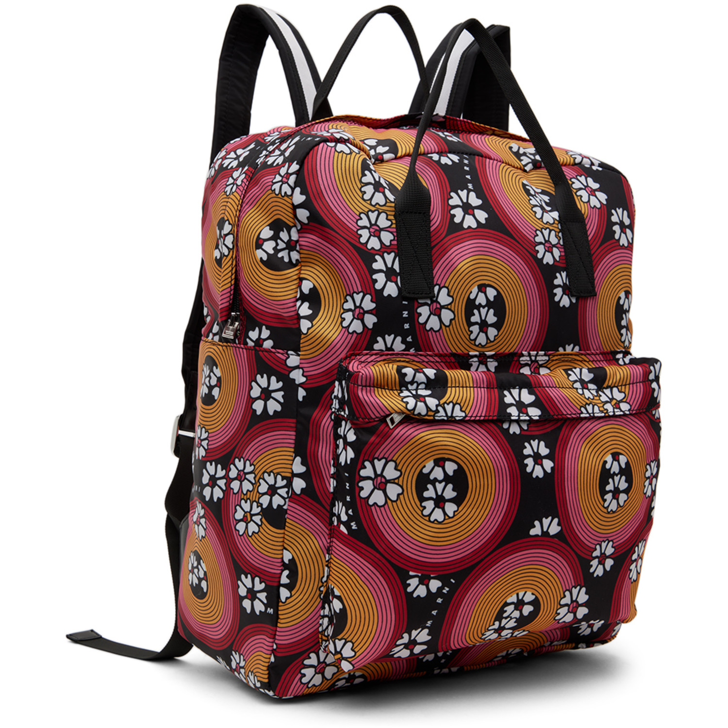  Marni Kids Pink & Orange Allover 70s Circles Backpack 