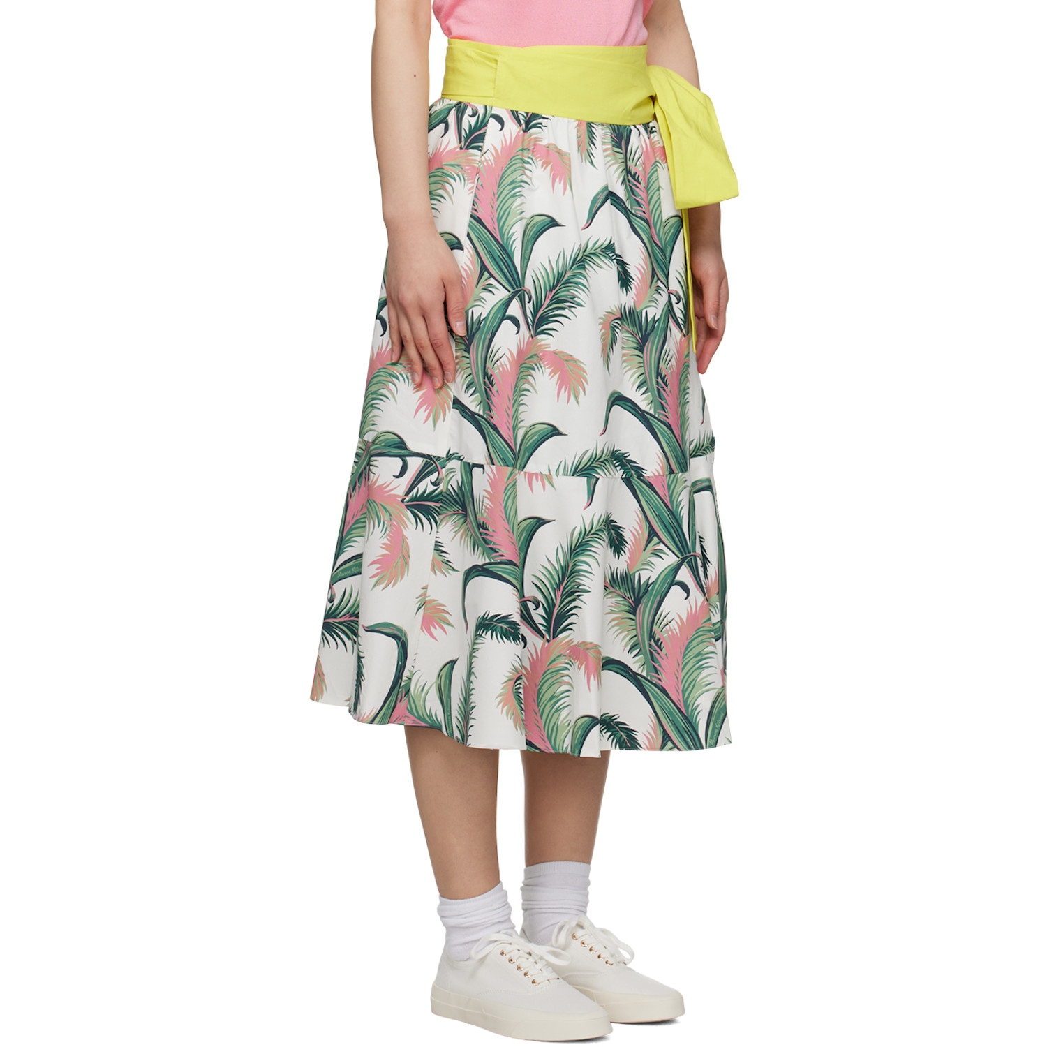  Maison Kitsuné Multicolor Hotel Olympia Edition Palm Frond Midi Skirt 