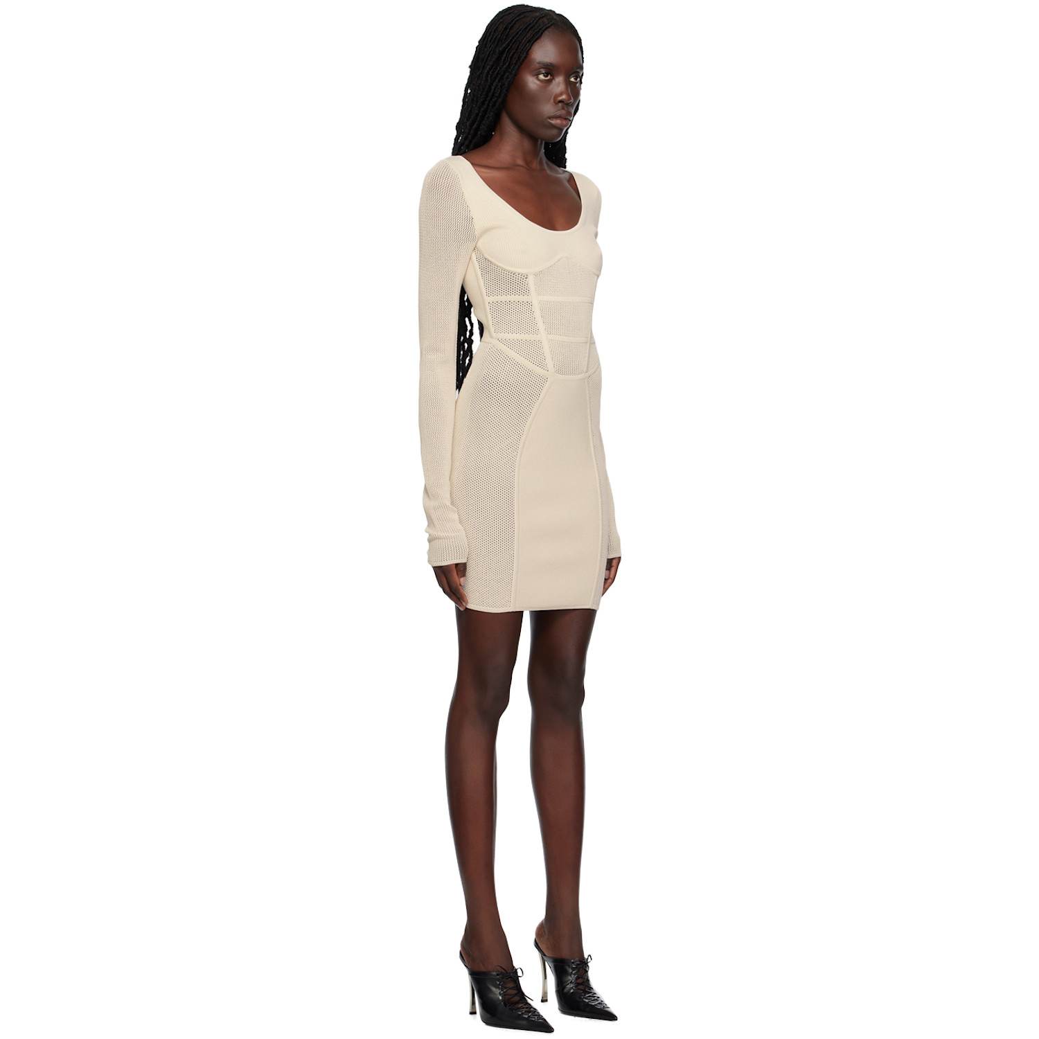  Dion Lee Beige Semi-sheer Minidress 