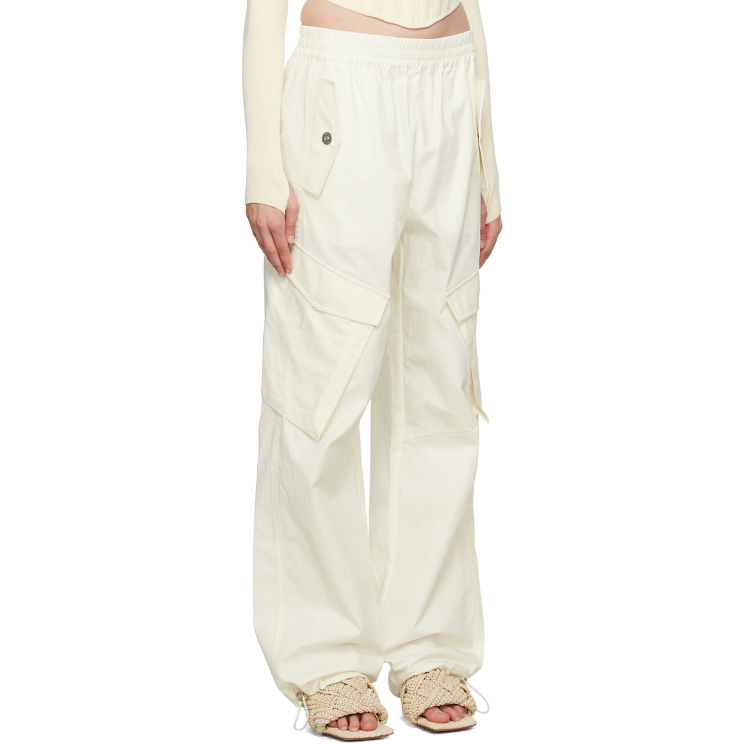  Dion Lee White Elasticized Trousers 