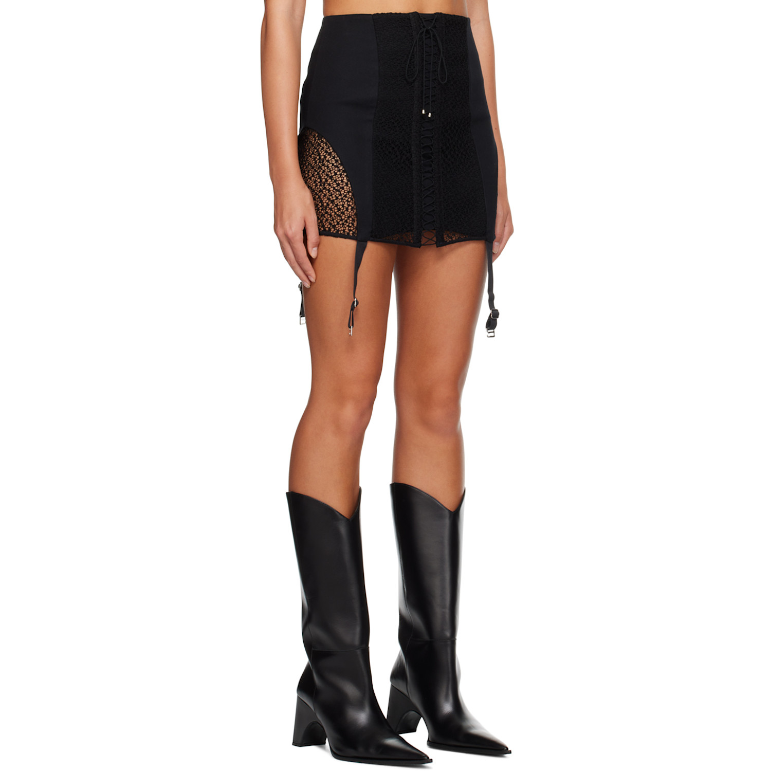  Dion Lee Black Lace-up Miniskirt 