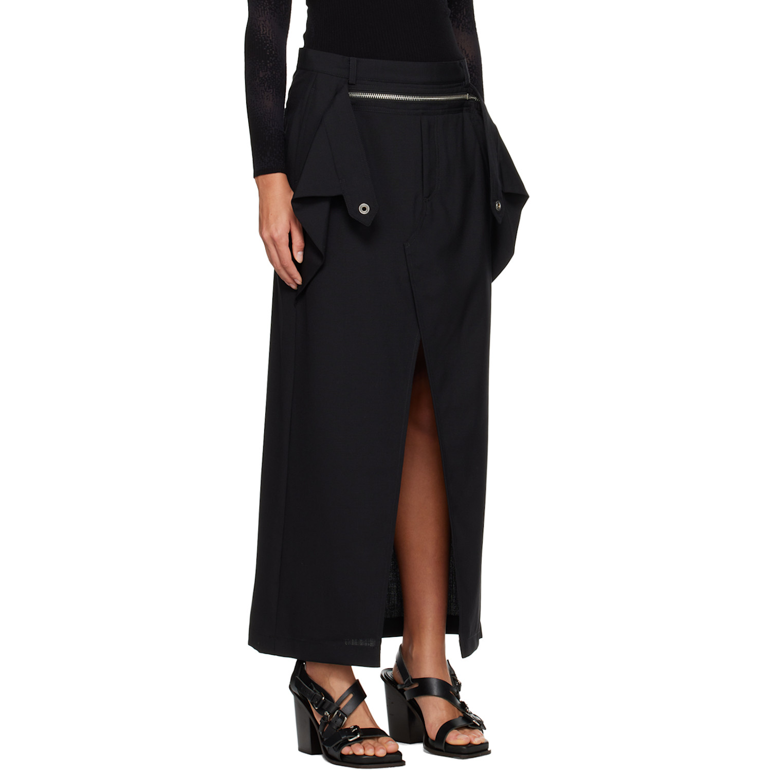  Dion Lee Black Zip Midi Skirt 