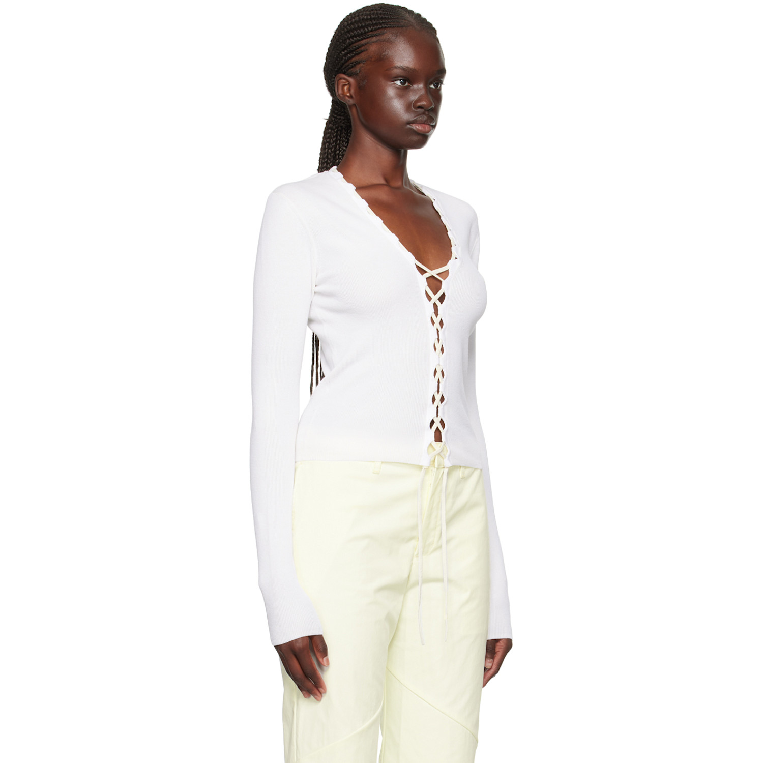  Dion Lee Off-white Bichrome Cardigan 