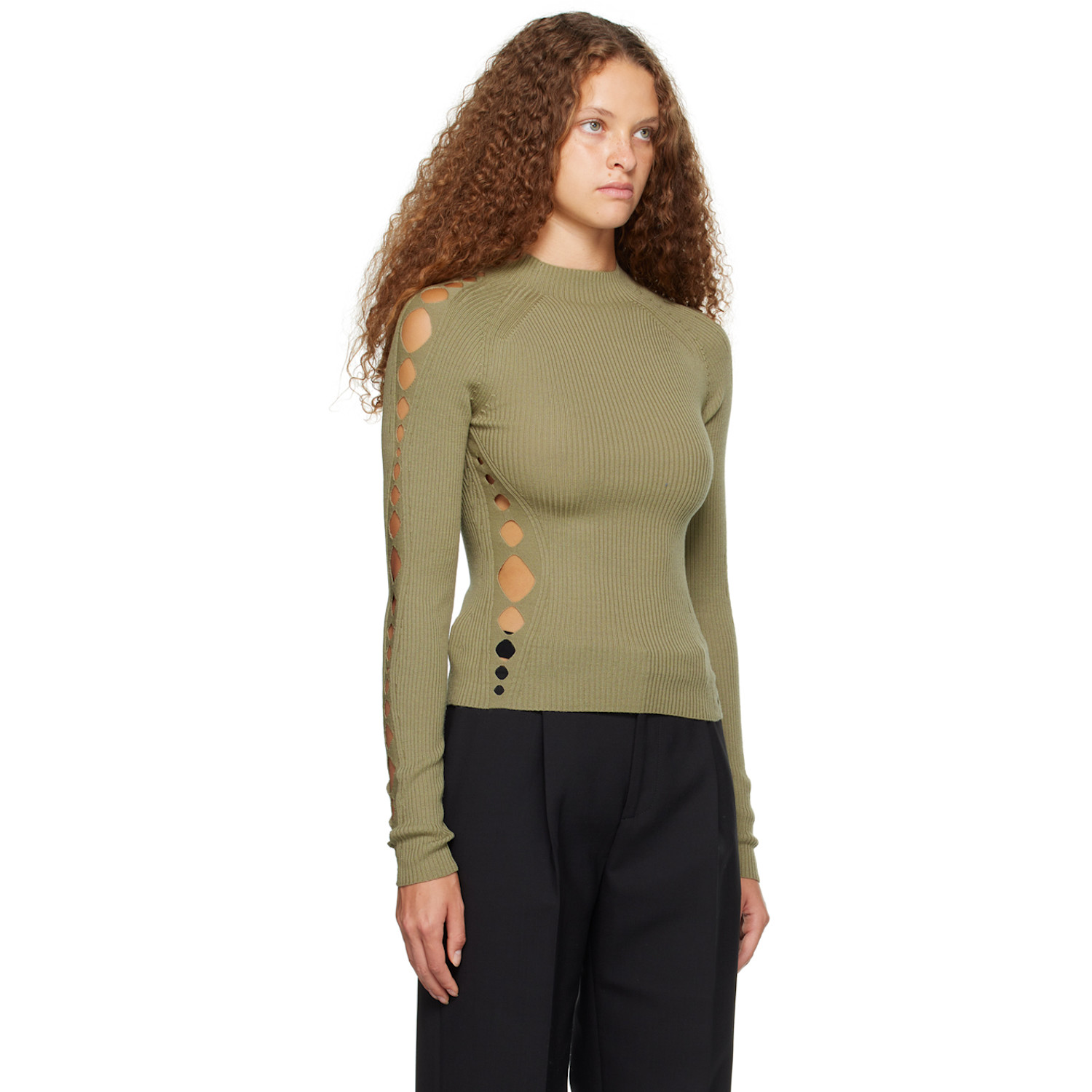 Dion Lee Green Snake Diamond Sweater 
