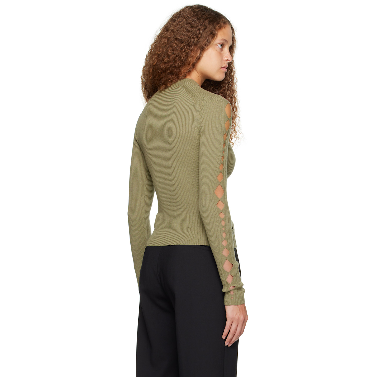  Dion Lee Green Snake Diamond Sweater 