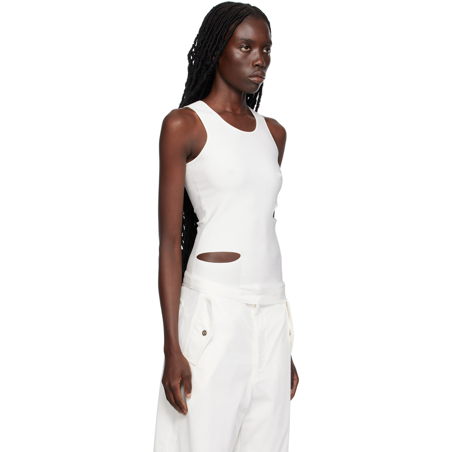  Dion Lee White Slit Tank Top 
