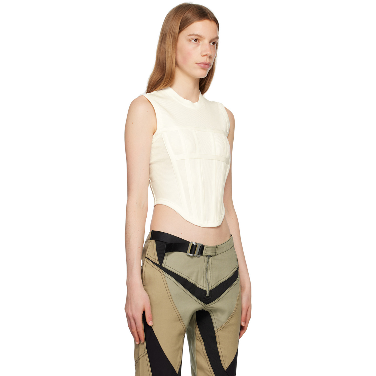  Dion Lee White Corset Tank Top 