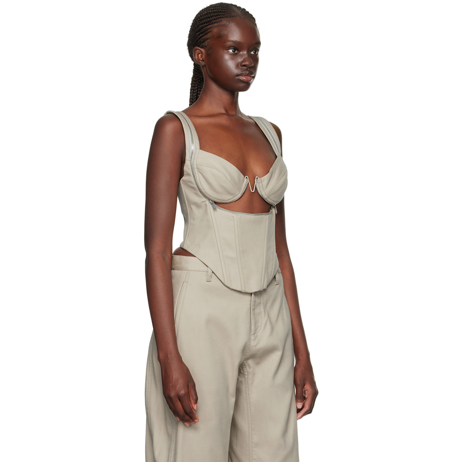  Dion Lee Beige Zip Underwire Tank Top 