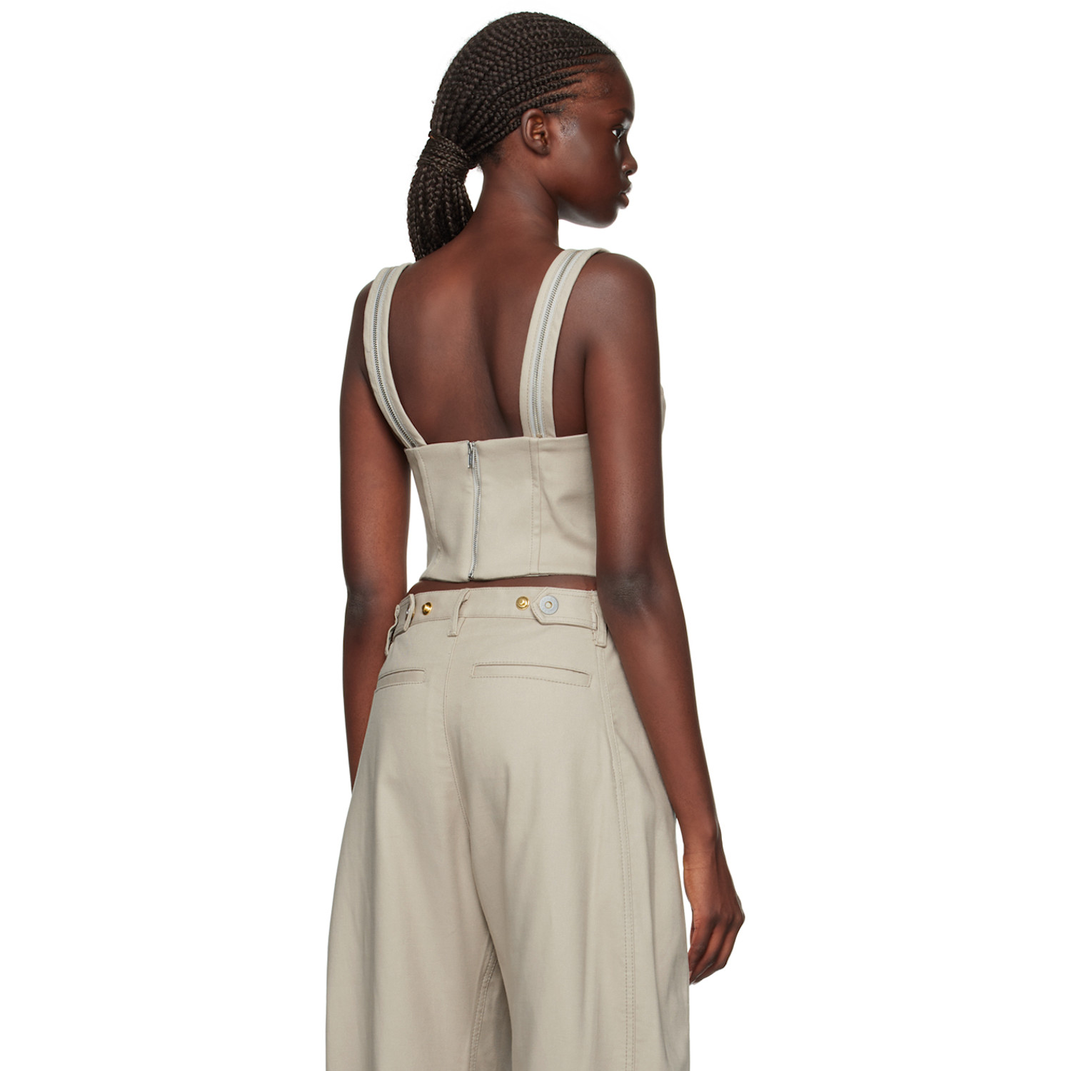  Dion Lee Beige Zip Underwire Tank Top 