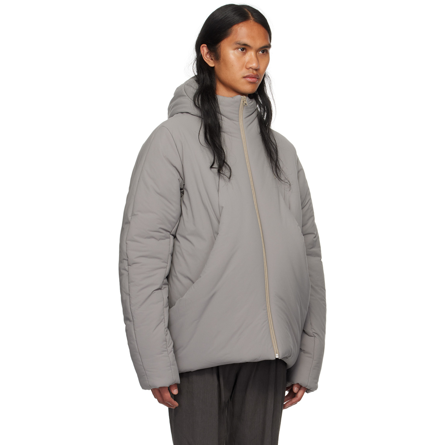  Hyein Seo Gray Funnel Neck Jacket 