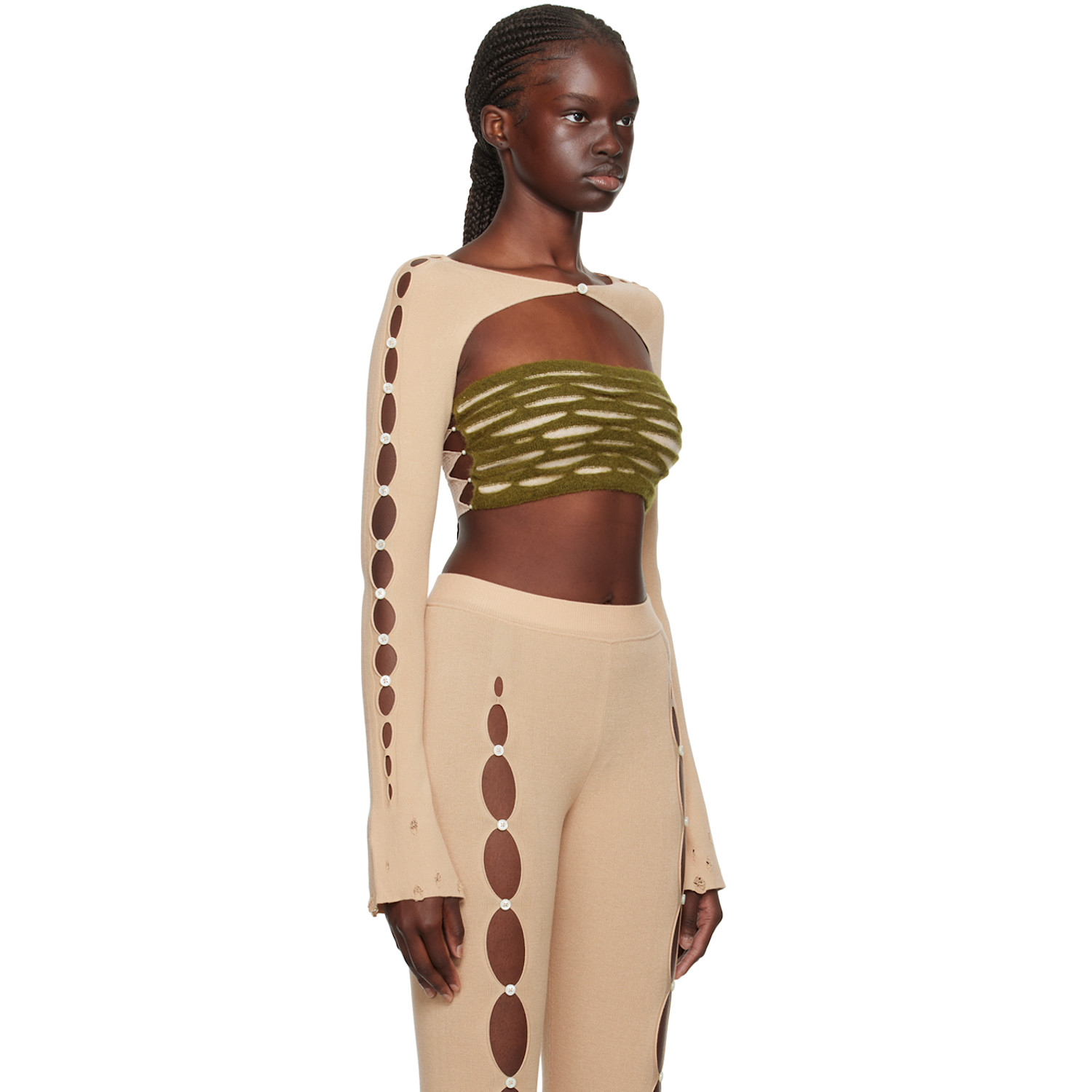  Rui Beige Cutout Arm Warmers 