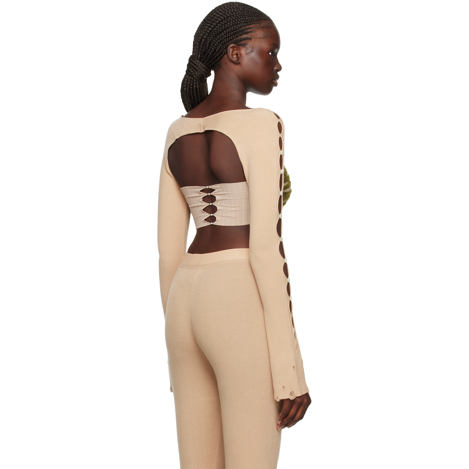  Rui Beige Cutout Arm Warmers 