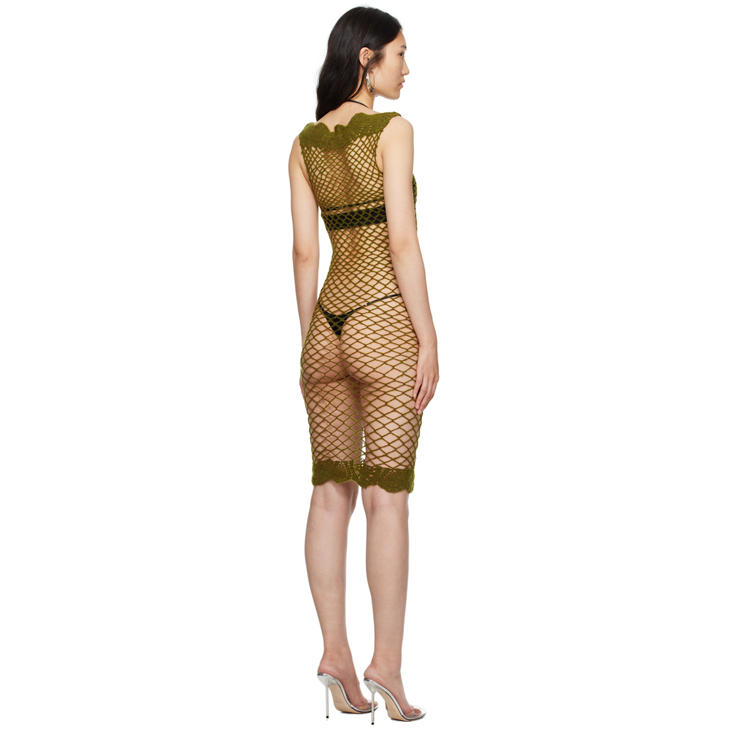  Rui Khaki Net Midi Dress 