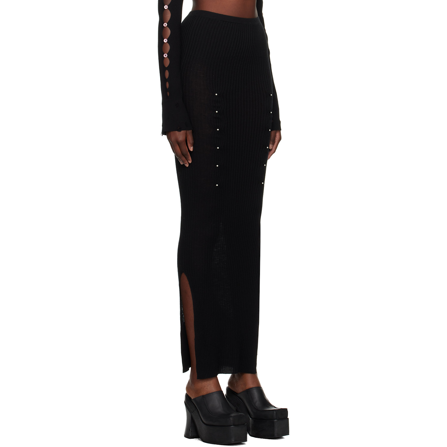  Rui Black Rib Maxi Skirt 