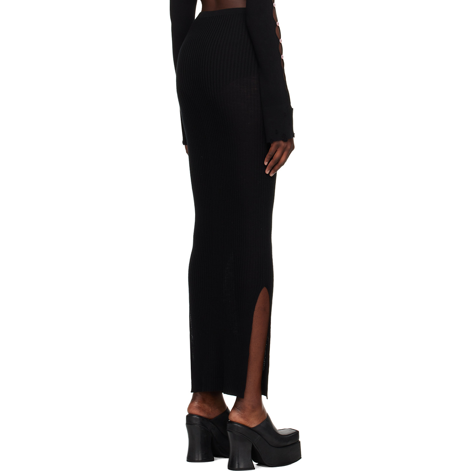  Rui Black Rib Maxi Skirt 