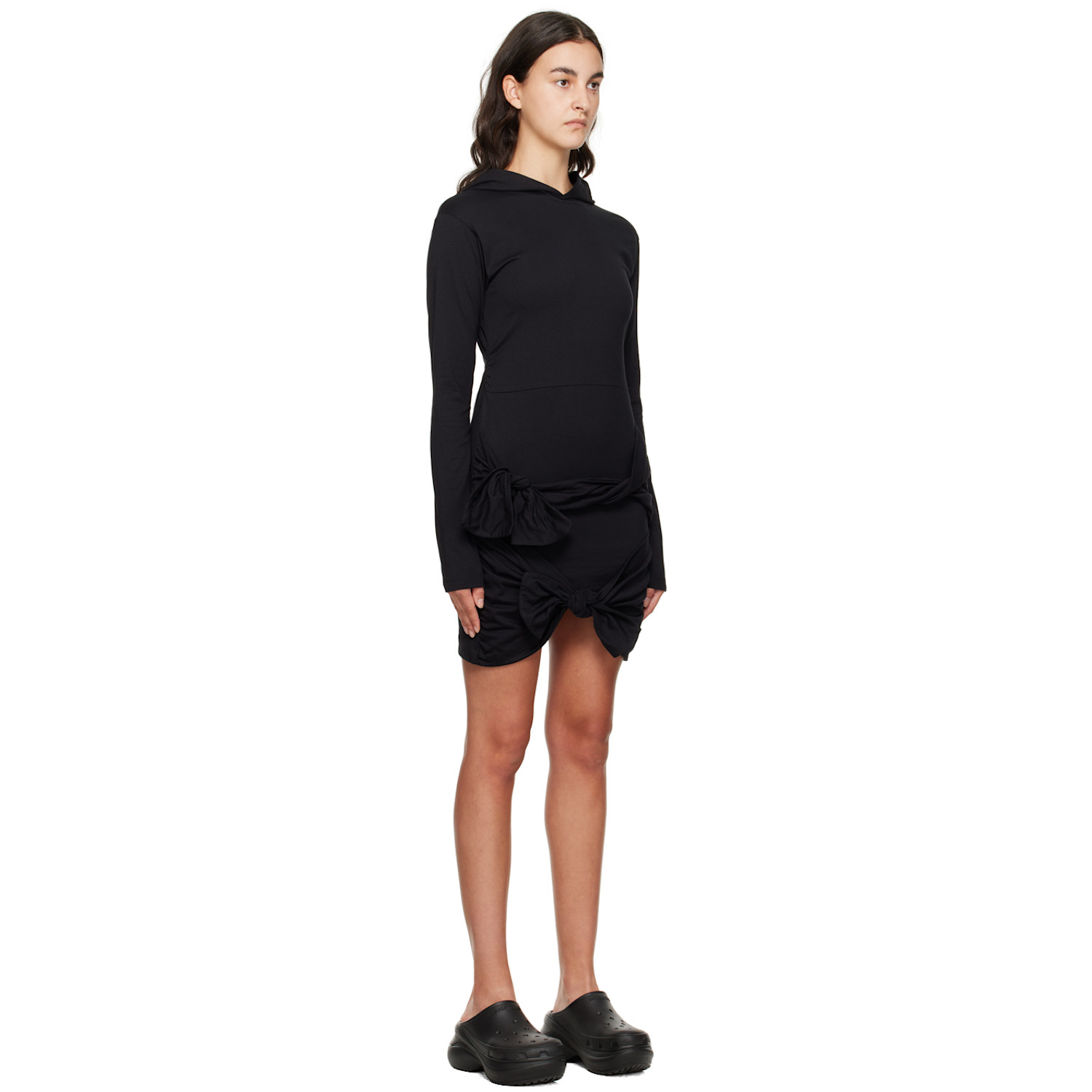  Msgm Black Hooded Minidress 