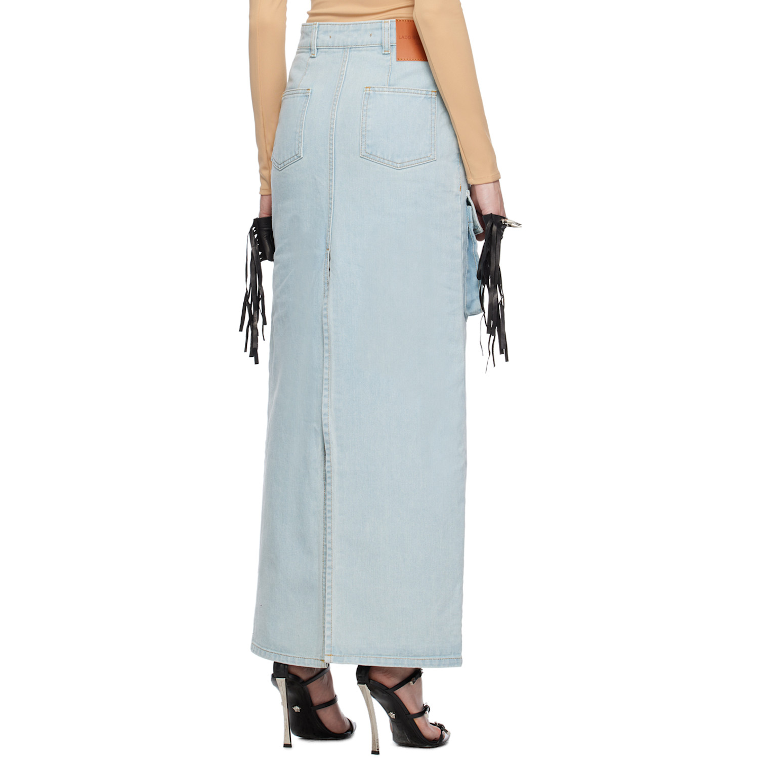  Lado Bokuchava Blue Cargo Denim Maxi Skirt 