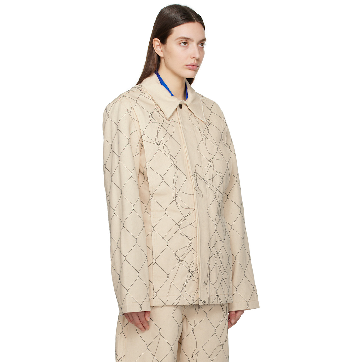  Airei Beige Embroidered Denim Jacket 