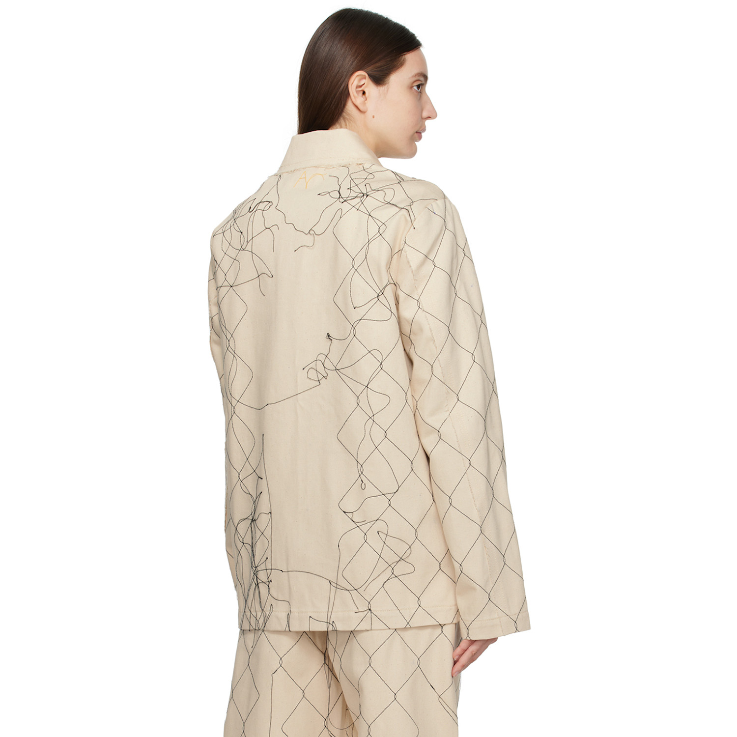  Airei Beige Embroidered Denim Jacket 
