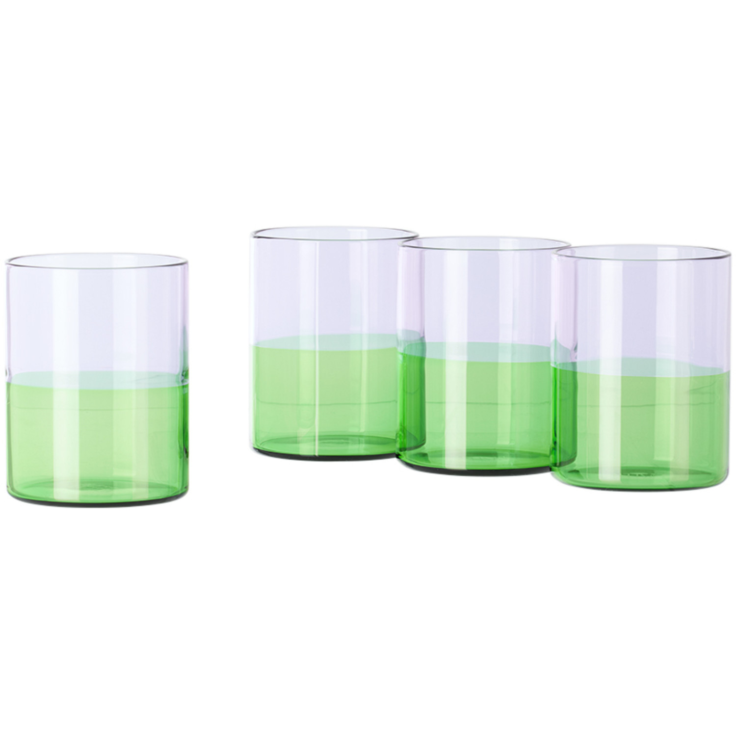  Fazeek Purple & Green Two Tone Glasses Set, 4 Pcs 